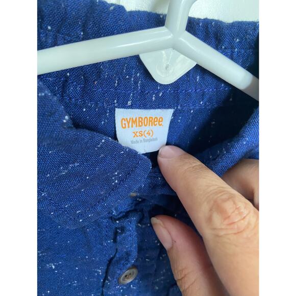 Gymboree Boys Shirt Size XS 4 Snowflake Fun Western Blue Nubby Fabric Button Up - Picture 6 of 6